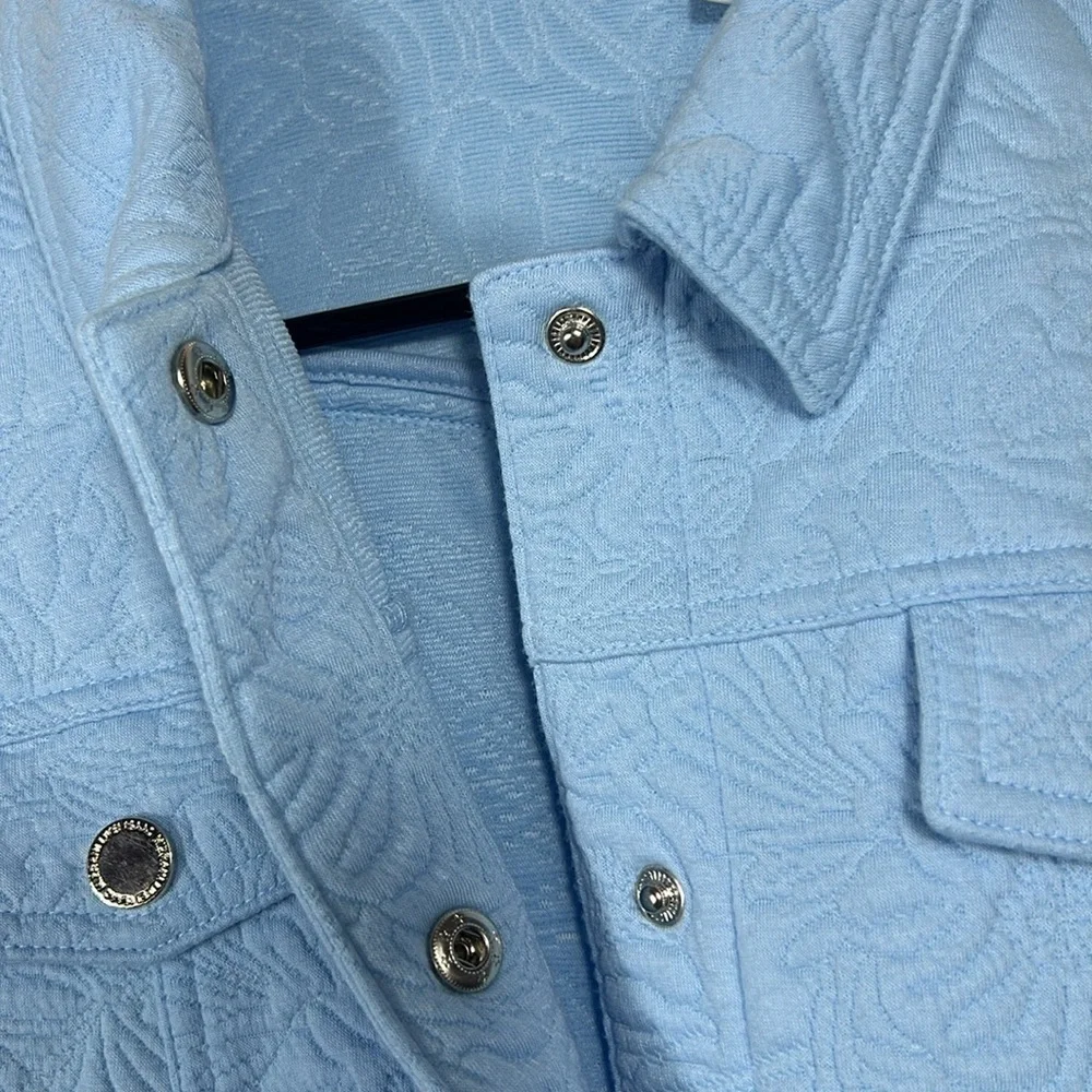 Isaac Mizrahi Live Button-Front Quilted Jacket Baby Blue Women's Size Small